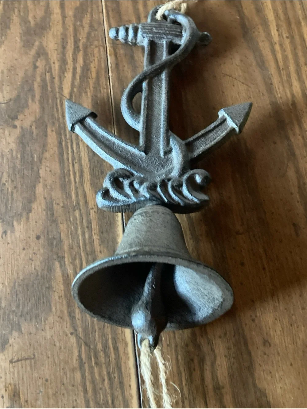 Rustic Anchor Wall Bell - Gray Cast Iron Home Wall Decor nautical beach house
